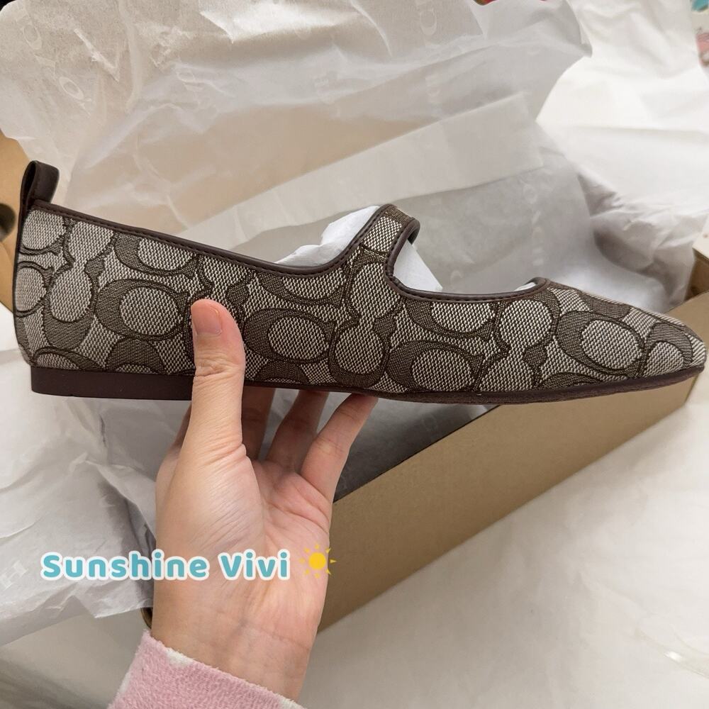 NEW Coach C Rivet Mary Jane In Signature Jacquard Oak/Maple CAP82 us 6.5 - Picture 5 of 12